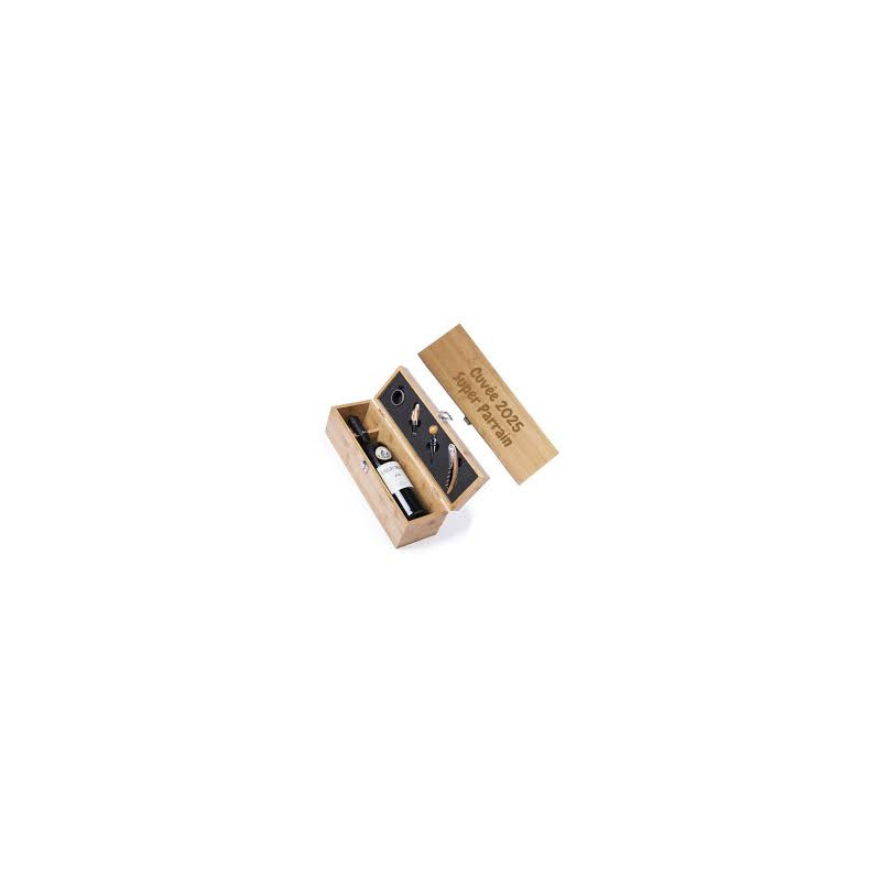 Coffret bouteille de vin et ses 4 accessoires sommelier