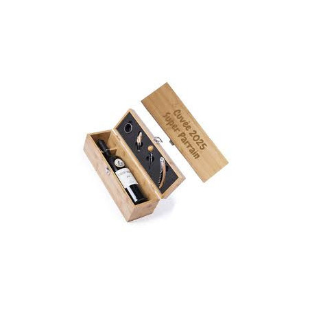 Coffret bouteille de vin et ses 4 accessoires sommelier
